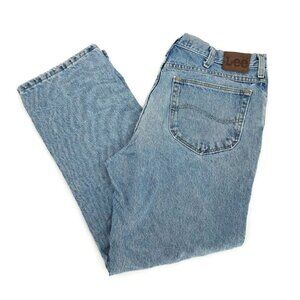 Lee Mens Slim Straight Jeans Blue Regular Fit Light Wash Denim 38 X 30